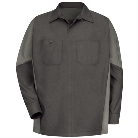 WORKWEAR OUTFITTERS Men's Long Sleeve Two-Tone Crew Shirt Charcoal/Grey, Large SY10CG-RG-L